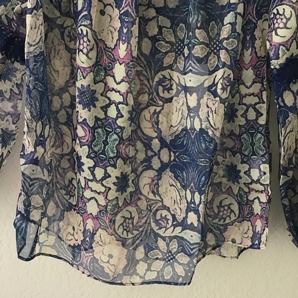 Foxiedox Floral Chiffon Off the Shoulder Blouse S - Picture 8 of 15